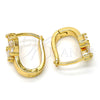 Argolla Huggie 02.196.0064.15 Oro Laminado, con Blanca Zirconia Cubica, Pulido, Tono Dorado