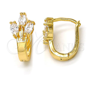 Argolla Huggie 02.196.0064.15 Oro Laminado, con Blanca Zirconia Cubica, Pulido, Tono Dorado
