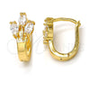 Argolla Huggie 02.196.0064.15 Oro Laminado, con Blanca Zirconia Cubica, Pulido, Tono Dorado