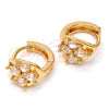 Argolla Huggie 02.196.0066.15 Oro Laminado, Diseño de Gota, con Blanca Zirconia Cubica, Pulido, Tono Dorado