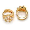 Argolla Huggie 02.196.0066.15 Oro Laminado, Diseño de Gota, con Blanca Zirconia Cubica, Pulido, Tono Dorado