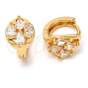Argolla Huggie 02.196.0066.15 Oro Laminado, Diseño de Gota, con Blanca Zirconia Cubica, Pulido, Tono Dorado