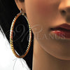 Argolla Grande 02.170.0108.1.70 Oro Laminado, Diseño de Hueco y Torcido, Pulido, Tres Tonos