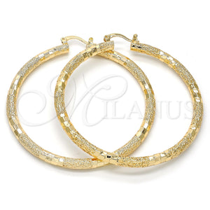 Argolla Grande 02.170.0125.60 Oro Laminado, Diseño de Hueco, Diamantado, Tono Dorado