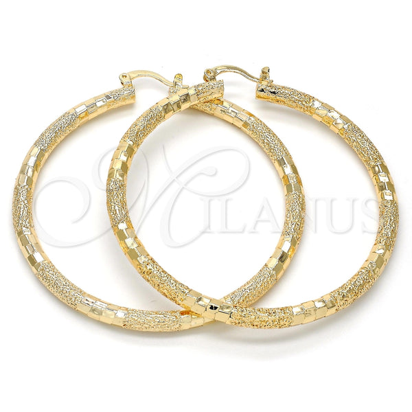 Argolla Grande 02.170.0125.60 Oro Laminado, Diseño de Hueco, Diamantado, Tono Dorado