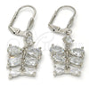 Arete Largo 02.205.0050.5 Rodio Laminado, Diseño de Gota, con Zirconia Cubica Blanca, Pulido, Rodinado