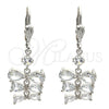 Arete Largo 02.205.0050.5 Rodio Laminado, Diseño de Gota, con Zirconia Cubica Blanca, Pulido, Rodinado