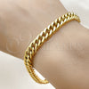 Pulsera Básica 03.256.0001.09 Acero Inoxidable, Diseño de Cubana, Pulido, Tono Dorado (08 MM Thickness, 9 Inches Length)