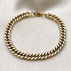 Pulsera Básica 03.256.0001.09 Acero Inoxidable, Diseño de Cubana, Pulido, Tono Dorado (08 MM Thickness, 9 Inches Length)