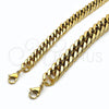 Pulsera Básica 03.256.0001.09 Acero Inoxidable, Diseño de Cubana, Pulido, Tono Dorado (08 MM Thickness, 9 Inches Length)