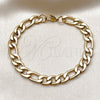 Pulsera Básica 03.256.0002.09 Acero Inoxidable, Diseño de Figaro, Pulido, Tono Dorado (Thickness, 9 Inches Length)