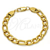 Pulsera Básica 03.256.0002.09 Acero Inoxidable, Diseño de Figaro, Pulido, Tono Dorado (Thickness, 9 Inches Length)