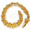 Pulsera Tennis 03.206.0007.10.07 Oro Laminado, con Zirconia Cubica Dorado y Blanca, Pulido, Tono Dorado (Grosor 09 MM, 7 Pulgadas de Largo)