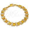 Pulsera Tennis 03.206.0007.10.07 Oro Laminado, con Zirconia Cubica Dorado y Blanca, Pulido, Tono Dorado (Grosor 09 MM, 7 Pulgadas de Largo)