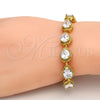 Pulsera Tennis 03.210.0009.07 Oro Laminado, Diseño de Gota, con Blanca Zirconia Cubica, Pulido, Tono Dorado (10 MM Thickness, 7 Inches Length)