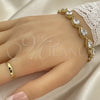 Pulsera Tennis 03.210.0009.07 Oro Laminado, Diseño de Gota, con Blanca Zirconia Cubica, Pulido, Tono Dorado (10 MM Thickness, 7 Inches Length)