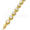 Pulsera Tennis 03.210.0009.07 Oro Laminado, Diseño de Gota, con Blanca Zirconia Cubica, Pulido, Tono Dorado (10 MM Thickness, 7 Inches Length)