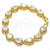 Pulsera Tennis 03.210.0009.07 Oro Laminado, Diseño de Gota, con Blanca Zirconia Cubica, Pulido, Tono Dorado (10 MM Thickness, 7 Inches Length)
