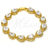 Pulsera Tennis 03.210.0009.07 Oro Laminado, Diseño de Gota, con Blanca Zirconia Cubica, Pulido, Tono Dorado (10 MM Thickness, 7 Inches Length)