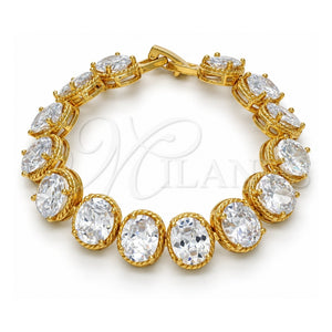 Pulsera Tennis 03.210.0010.07 Oro Laminado, con Blanca Zirconia Cubica, Pulido, Tono Dorado (12 MM Thickness, 7 Inches Length)