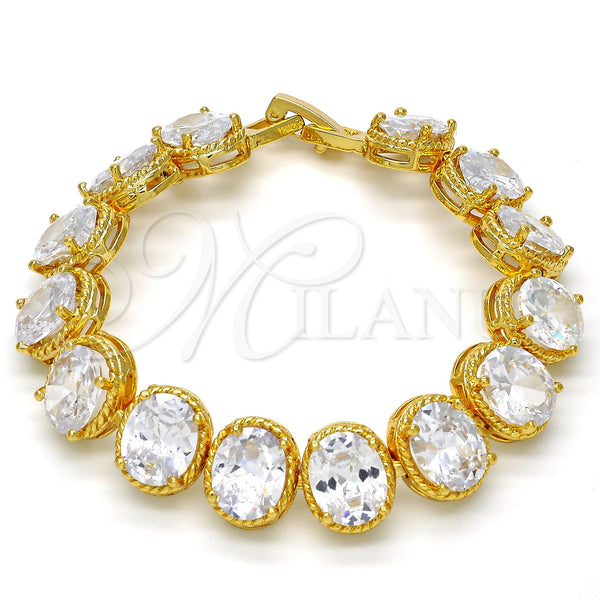 Pulsera Tennis 03.210.0010.07 Oro Laminado, con Blanca Zirconia Cubica, Pulido, Tono Dorado (12 MM Thickness, 7 Inches Length)