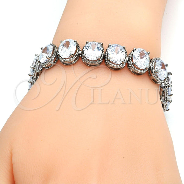 Pulsera Tennis 03.210.0010.1.07 Rodio Laminado, con Zirconia Cubica Blanca, Pulido, Rodinado (Grosor 12 MM, 7 Pulgadas de Largo)