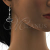 Arete Largo 02.236.0012.5 Rodio Laminado, con Zirconia Cubica Zafiro Azul y Micro Pave Blanca, Pulido, Rodinado