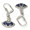 Arete Largo 02.236.0012.5 Rodio Laminado, con Zirconia Cubica Zafiro Azul y Micro Pave Blanca, Pulido, Rodinado