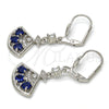 Arete Largo 02.236.0012.5 Rodio Laminado, con Zirconia Cubica Zafiro Azul y Micro Pave Blanca, Pulido, Rodinado