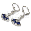 Arete Largo 02.236.0012.5 Rodio Laminado, con Zirconia Cubica Zafiro Azul y Micro Pave Blanca, Pulido, Rodinado