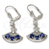 Arete Largo 02.236.0012.5 Rodio Laminado, con Zirconia Cubica Zafiro Azul y Micro Pave Blanca, Pulido, Rodinado
