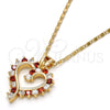 Collares con Dije 04.210.0001.2.18 Oro Laminado, Diseño de Corazón, con Granate and Blanca Zirconia Cubica, Pulido, Tono Dorado (02 MM Thickness, 18 Inches Length)