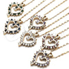 Collares con Dije 04.210.0001.2.18 Oro Laminado, Diseño de Corazón, con Granate and Blanca Zirconia Cubica, Pulido, Tono Dorado (02 MM Thickness, 18 Inches Length)