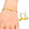 Juego de Arete y Dije de Nino 06.60.0003.2 Oro Laminado, Diseño de Corazón, con Blanca Cristal, Esmaltado Amarillo, Tono Dorado