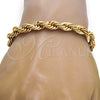 Pulsera Básica 04.242.0044.09GT Tono Dorado, Diseño de Rope, Pulido, Tono Dorado (08 MM Thickness, 9 Inches Length)