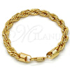 Pulsera Básica 04.242.0044.09GT Tono Dorado, Diseño de Rope, Pulido, Tono Dorado (08 MM Thickness, 9 Inches Length)