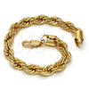Pulsera Básica 04.242.0044.09GT Tono Dorado, Diseño de Rope, Pulido, Tono Dorado (08 MM Thickness, 9 Inches Length)