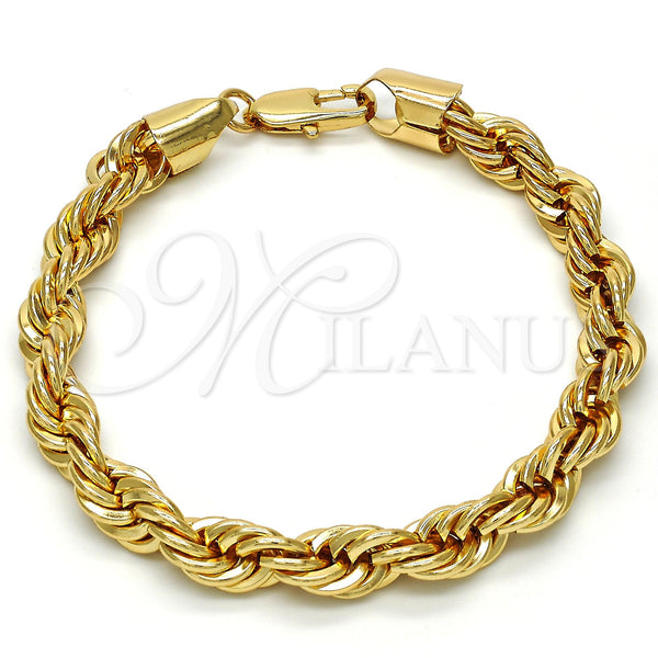 Pulsera Básica 04.242.0044.09GT Tono Dorado, Diseño de Rope, Pulido, Tono Dorado (08 MM Thickness, 9 Inches Length)