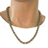 Gargantilla Basica 04.242.0044.24GT Tono Dorado, Diseño de Rope, Pulido, Tono Dorado (08 MM Thickness, 24 Inches Length)