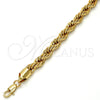 Gargantilla Basica 04.242.0044.24GT Tono Dorado, Diseño de Rope, Pulido, Tono Dorado (08 MM Thickness, 24 Inches Length)
