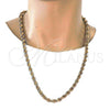Gargantilla Basica 04.242.0044.28GT Tono Dorado, Diseño de Rope, Pulido, Tono Dorado (08 MM Thickness, 28 Inches Length)