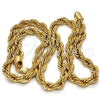 Gargantilla Basica 04.242.0044.28GT Tono Dorado, Diseño de Rope, Pulido, Tono Dorado (08 MM Thickness, 28 Inches Length)