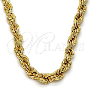 Gargantilla Basica 04.242.0044.28GT Tono Dorado, Diseño de Rope, Pulido, Tono Dorado (08 MM Thickness, 28 Inches Length)