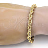 Pulsera Básica 04.242.0043.08GT Tono Dorado, Diseño de Rope, Pulido, Tono Dorado (07 MM Thickness, 8 Inches Length)