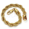 Pulsera Básica 04.242.0043.08GT Tono Dorado, Diseño de Rope, Pulido, Tono Dorado (07 MM Thickness, 8 Inches Length)