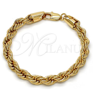 Pulsera Básica 04.242.0043.08GT Tono Dorado, Diseño de Rope, Pulido, Tono Dorado (07 MM Thickness, 8 Inches Length)