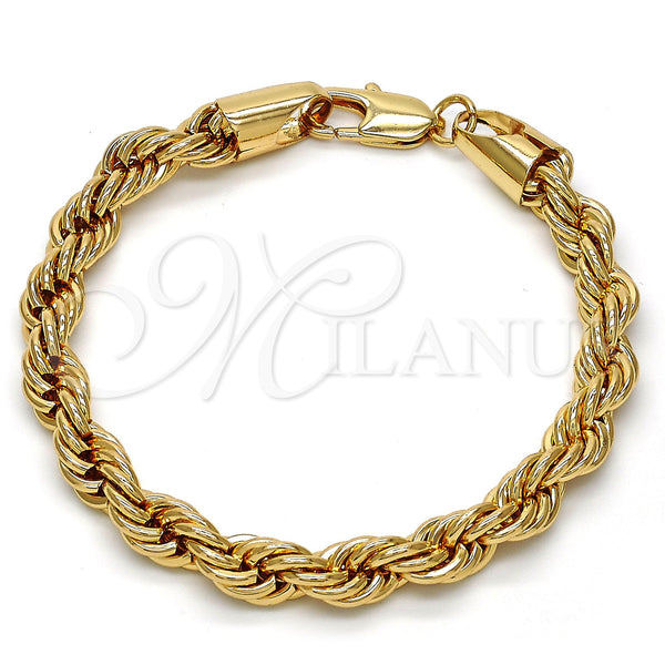 Pulsera Básica 04.242.0043.08GT Tono Dorado, Diseño de Rope, Pulido, Tono Dorado (07 MM Thickness, 8 Inches Length)