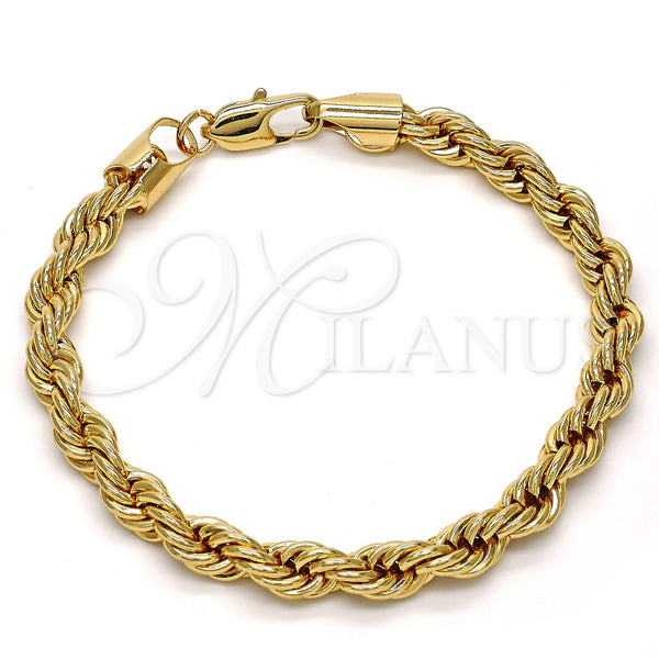 Pulsera Básica 04.242.0043.09GT Tono Dorado, Diseño de Rope, Pulido, Tono Dorado (07 MM Thickness, 9 Inches Length)
