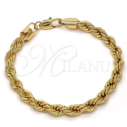 Pulsera Básica 04.242.0043.09GT Tono Dorado, Diseño de Rope, Pulido, Tono Dorado (07 MM Thickness, 9 Inches Length)