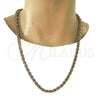 Gargantilla Basica 04.242.0043.28GT Tono Dorado, Diseño de Rope, Pulido, Tono Dorado (07 MM Thickness, 28 Inches Length)